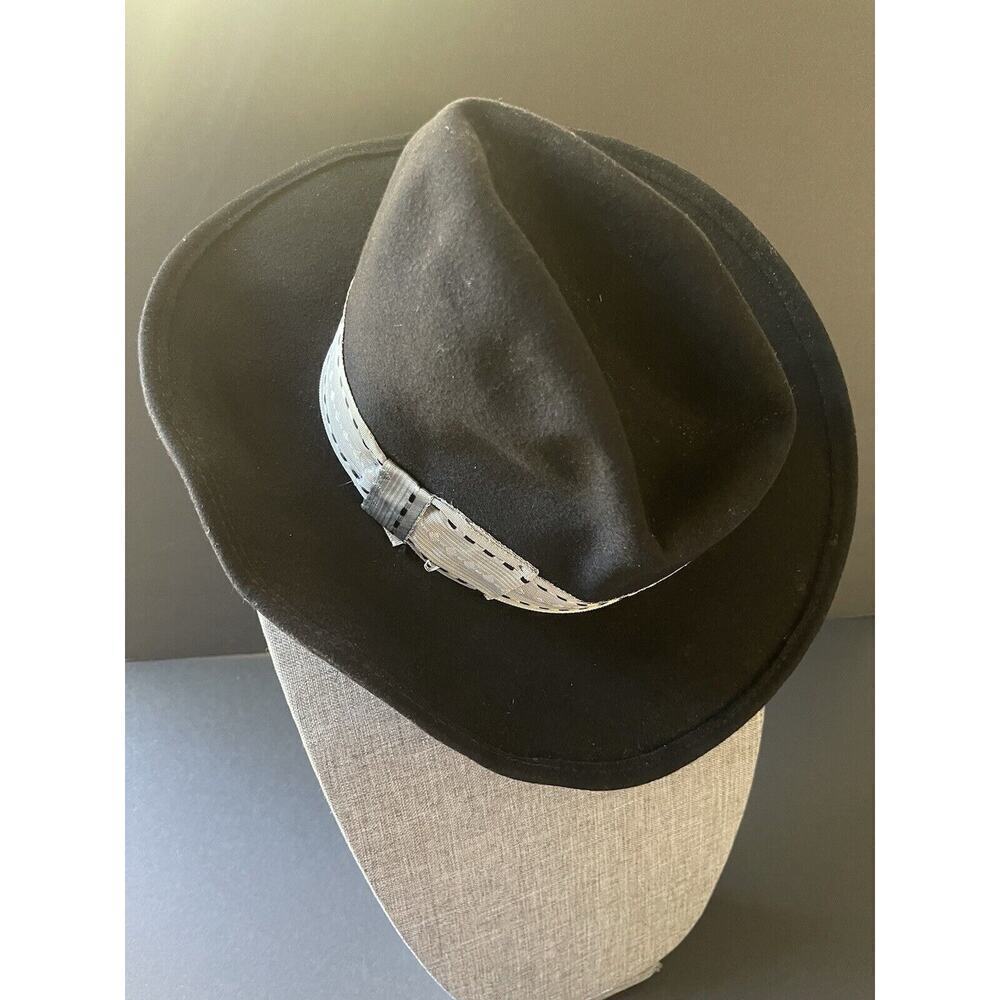 Lariat Western Mens Hat Black Wool Size 7 Rodeo Yellowstone Line Dancing Vtg.
